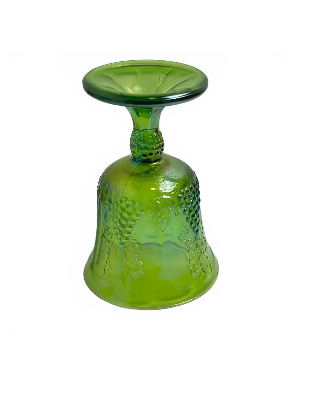 Vintage Indiana Green Iridescent Carnival Glass Goblet